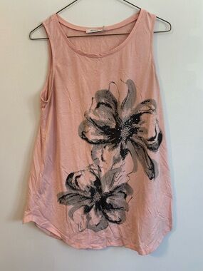 Ricki’s Salmon Pink Azalea Flower Sleeveless Crew Muscle Tank Top Size Medium